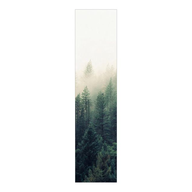 Schiebegardinen mit Motiv 3-teilig Wald im Nebel Erwachen
