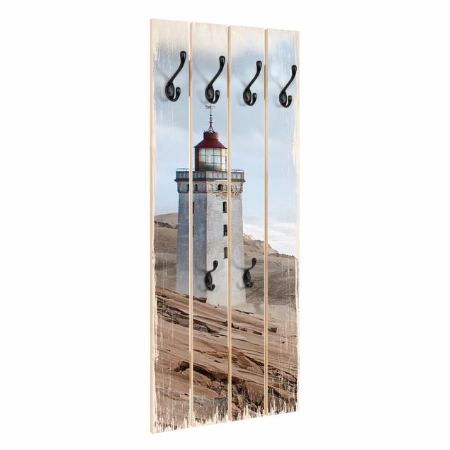 Wandgarderobe Holz - Leuchtturm in Dänemark