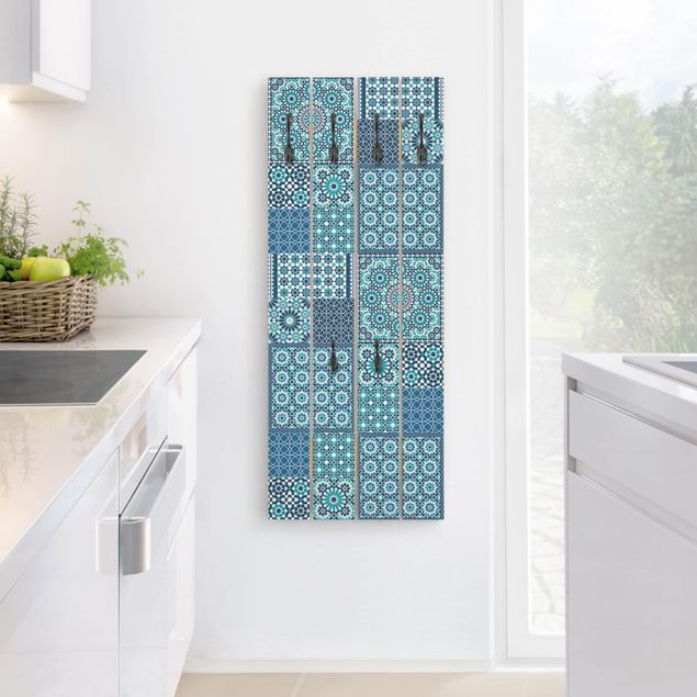Garderobe Shabby Chic Marokkanische Mosaikfliesen türkis blau