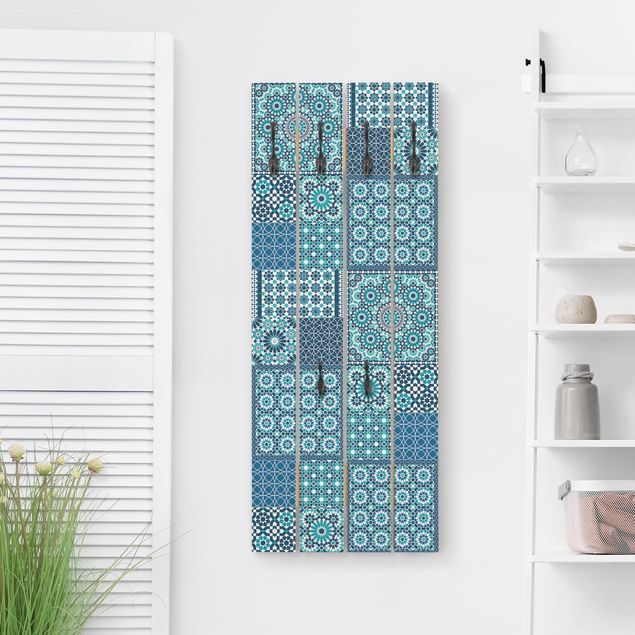 Garderobe Vintage Marokkanische Mosaikfliesen türkis blau