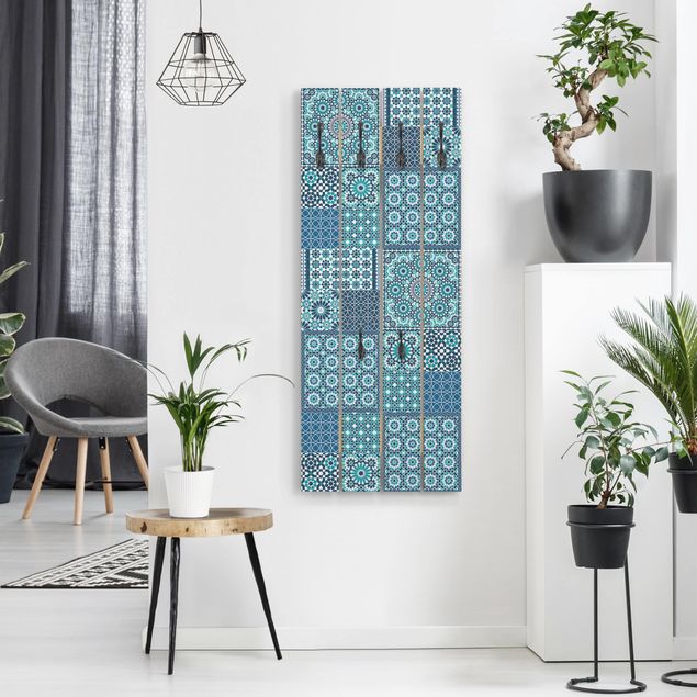 Garderobenpaneel Marokkanische Mosaikfliesen türkis blau