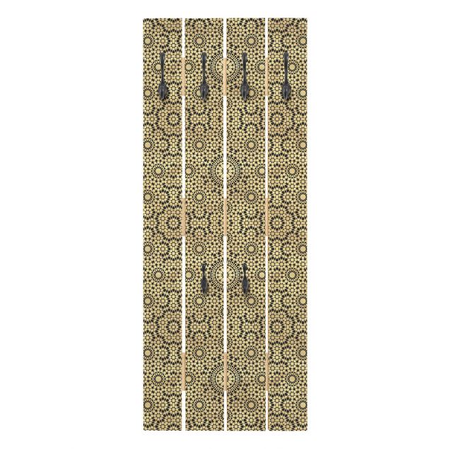 Wandgarderobe Holz - Orientalisches Muster mit goldenen Sternen