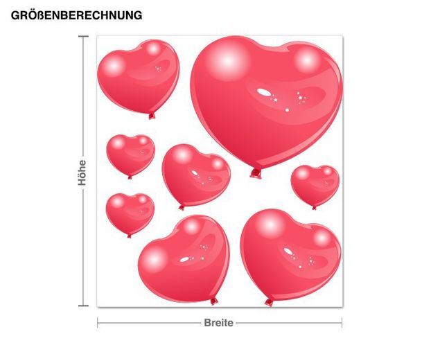 Wandsticker Ballon-Herzen