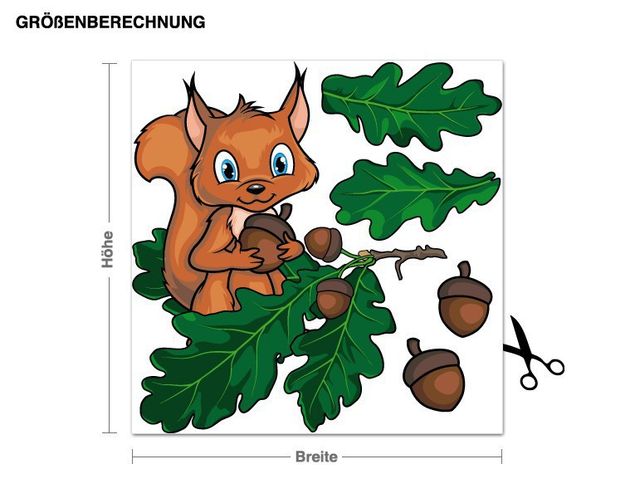 Wandsticker Eichhörnchen mit Zweig
