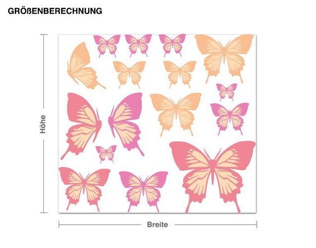 Wandsticker Pastellfarbenes Schmetterlings-Set