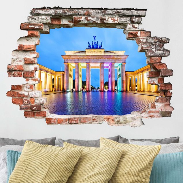 3D Wandtattoo Erleuchtetes Brandenburger Tor