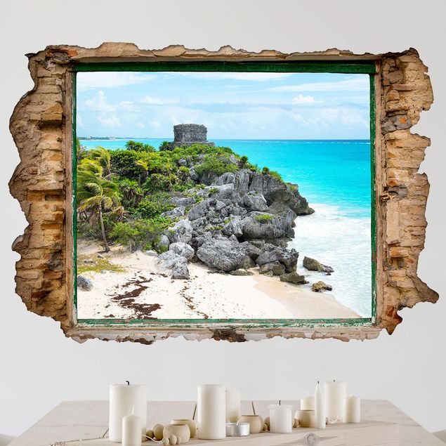 Wandtattoo Floral Karibikküste Tulum Ruinen