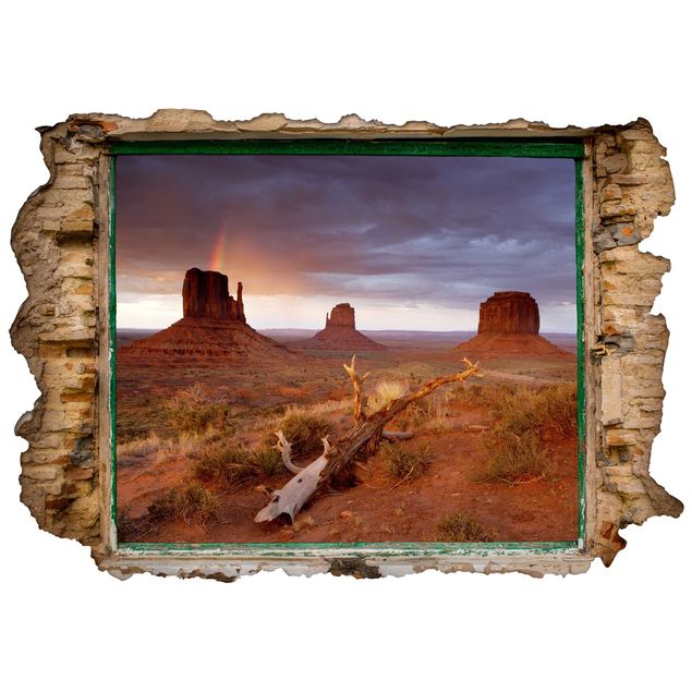 Wandaufkleber Pflanze Monument Valley bei Sonnenuntergang