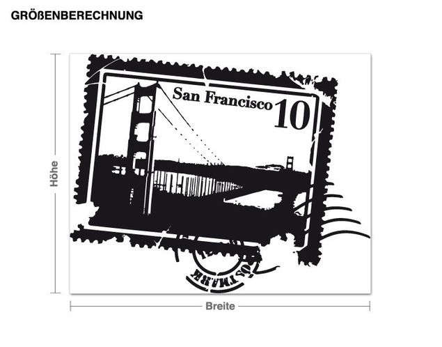 Wandtattoo Briefmarke San Francisco