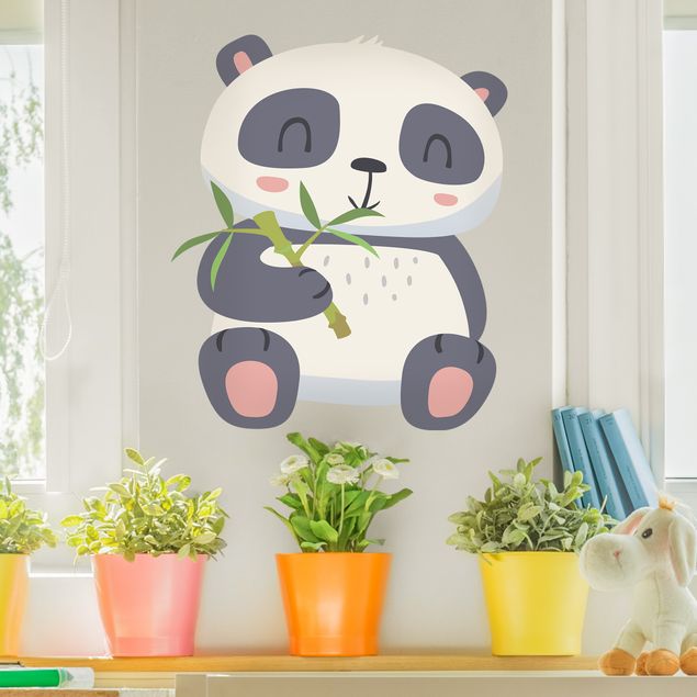 Wandtattoo Kinderzimmer Panda nascht am Bambus