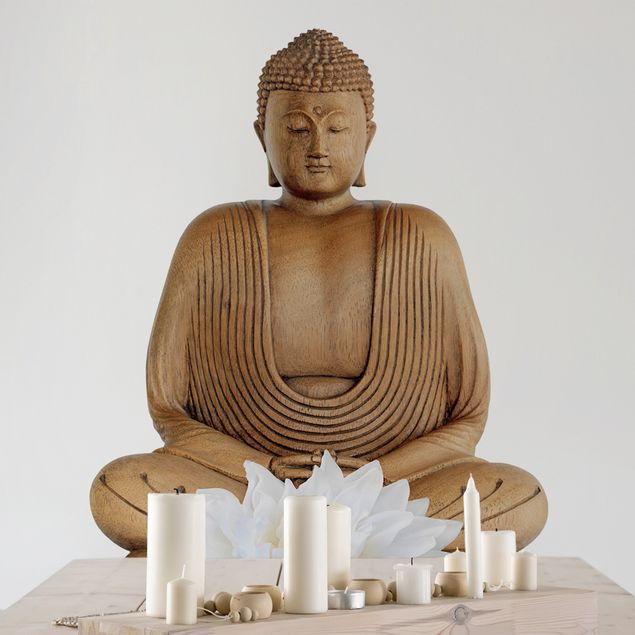 Wandtattoo Lotus Holz Buddha