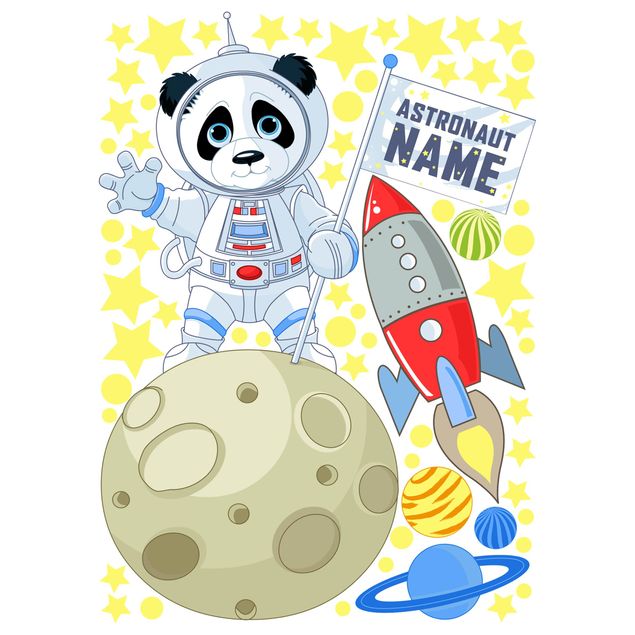 Panda Wandtattoo Astronaut Panda Set