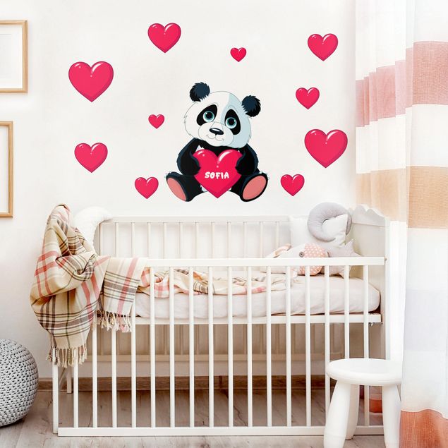 Wandsticker Bär Panda mit Herz