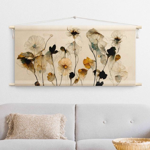Wandbehang Stoffbild Warme Blüten