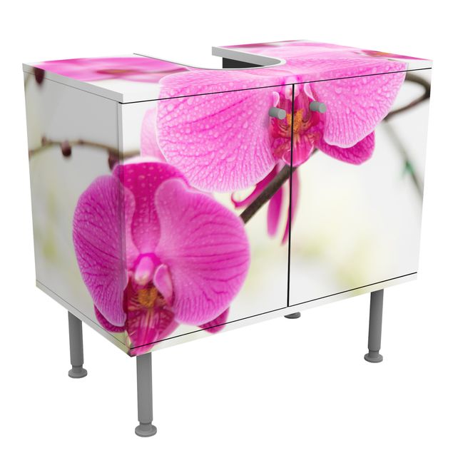Waschbeckenunterschrank mit Motiv Nahaufnahme Orchidee