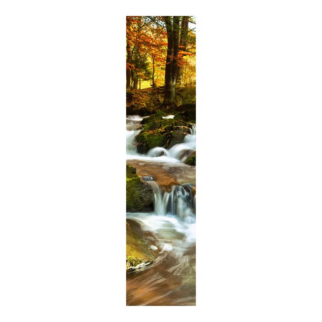 Schiebegardinen mit Motiv 3-teilig Wasserfall herbstlicher Wald