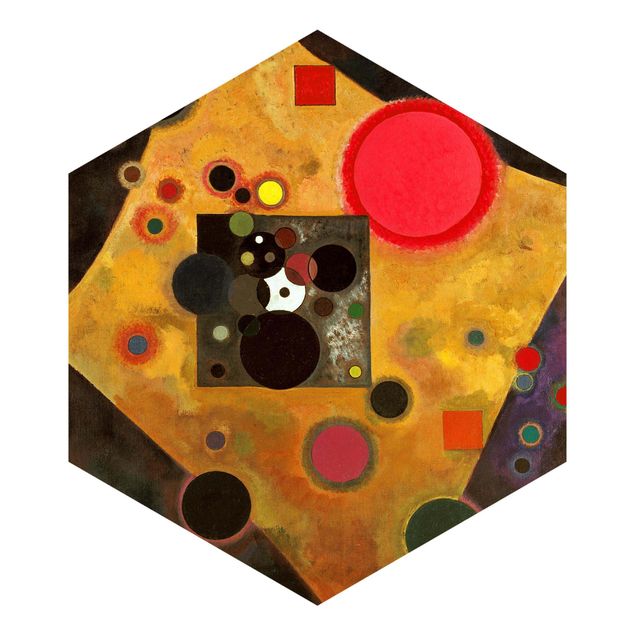 Hexagon Tapete Wassily Kandinsky - Akzent in rosa