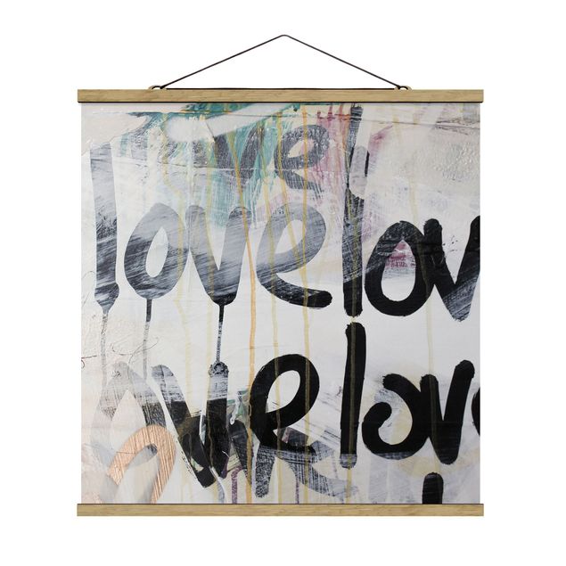Stoffbild mit Posterleisten - We love Graffiti - Quadrat 1:1