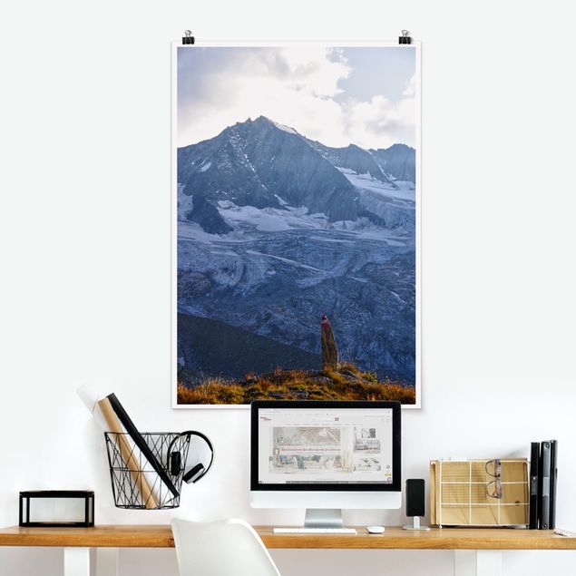 Poster Landschaft Wegmarkierung in den Alpen