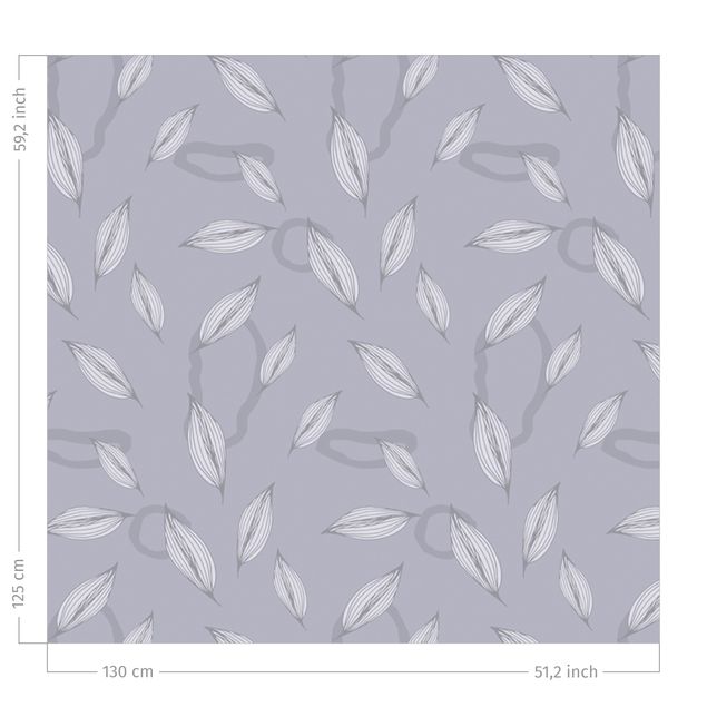 Blumenvorhänge Weide Blätter Muster - Pastell graues Violett