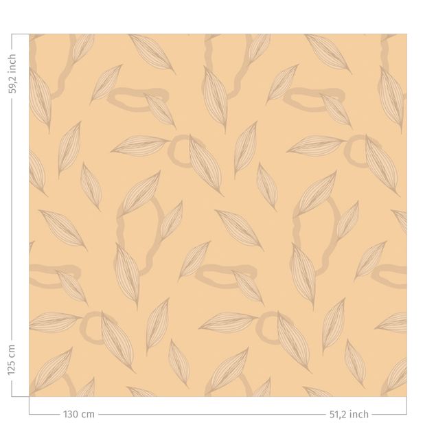 Blumenvorhänge Weide Blätter Muster - Pastell Orange