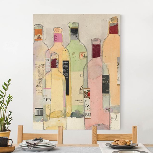 Leinwandbilder XXL Weinflaschen in Wasserfarbe I