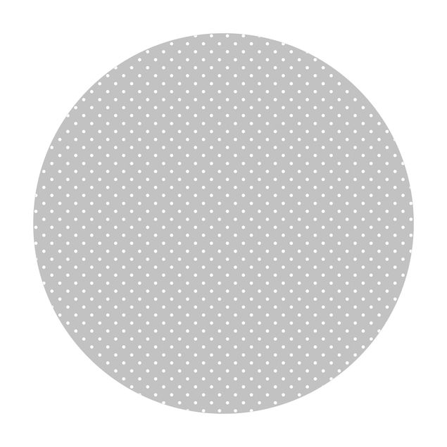 Runder Vinyl-Teppich - Weiße Punkte auf Grau