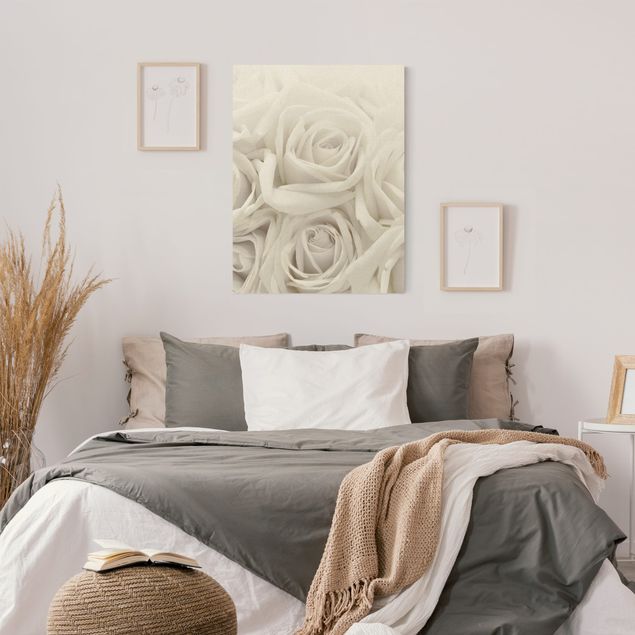 Moderne Leinwandbilder Wohnzimmer Weiße Rosen
