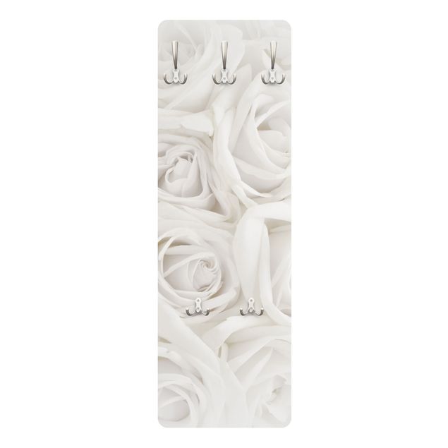 Rosen Garderoben - Blumenmotiv Weiße Rosen - Landhaus Weiß
