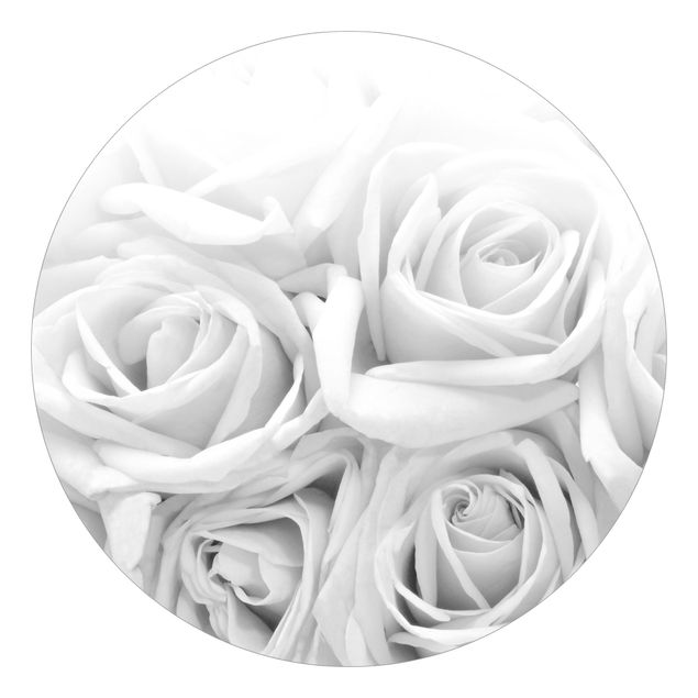 Tapete Schwarz-Weiß Weiße Rosen Schwarz-Weiß
