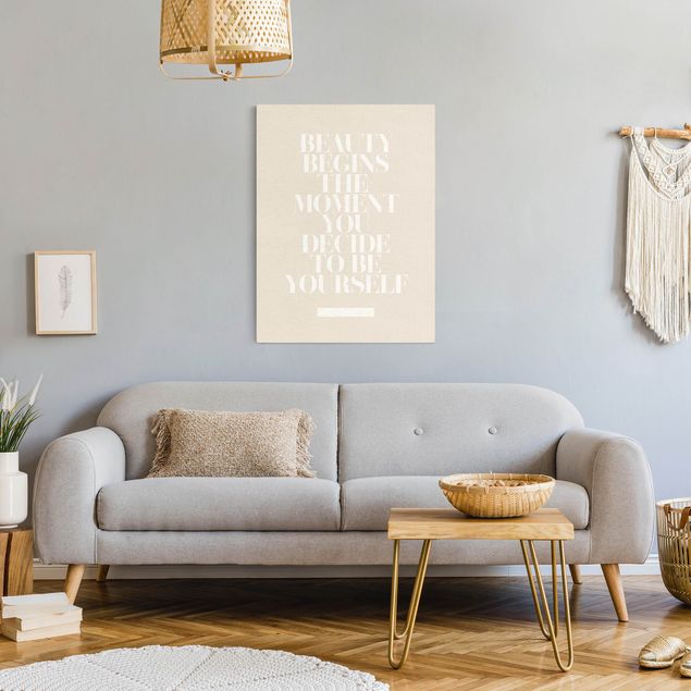 Leinwandbilder Wohnzimmer modern Weißes Zitat - Be yourself Coco Chanel