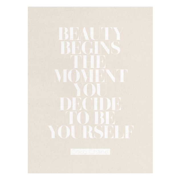 Bilder auf Leinwand Weißes Zitat - Be yourself Coco Chanel