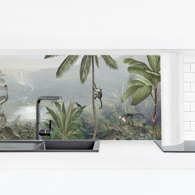 Küchenrückwand Glas Blumen Weitblick in die Tiefen des Dschungels