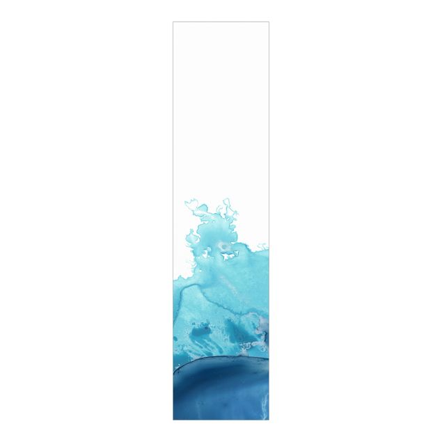 Schiebegardinen mit Motiv 3-teilig Welle Aquarell Blau I