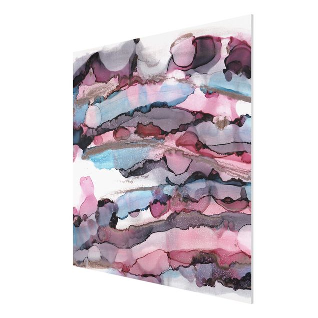 Wandbilder Wellenreiten in Violett mit Roségold