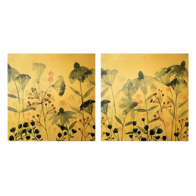 Wandbilder Wildblumen Aquarell Set I