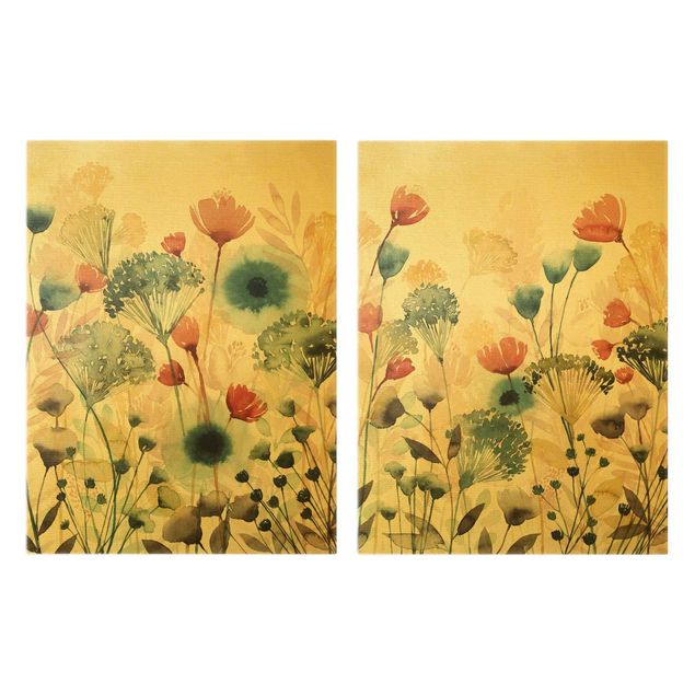 Schöne Wandbilder Wildblumen im Sommer Set I