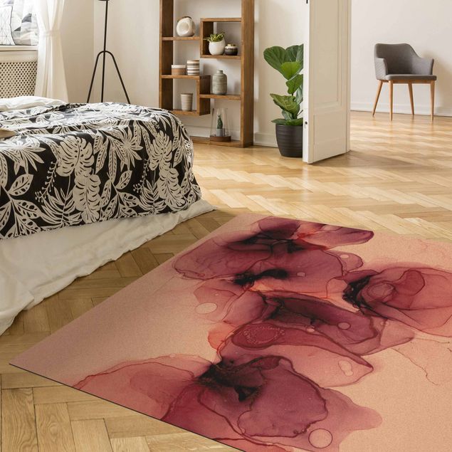 Teppich pink Wilde Blüten in Violett und Gold