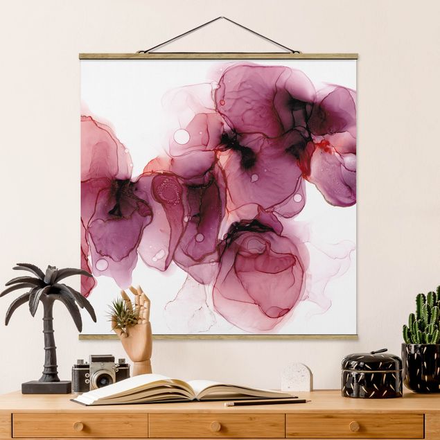 Wandbilder Wilde Blüten in Violett und Gold