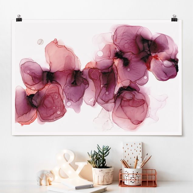 Kunstdrucke Poster Wilde Blüten in Violett und Gold