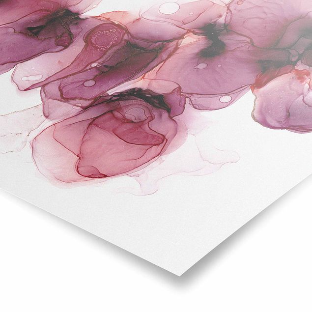 Poster - Wilde Blüten in Violett und Gold - Querformat 3:2