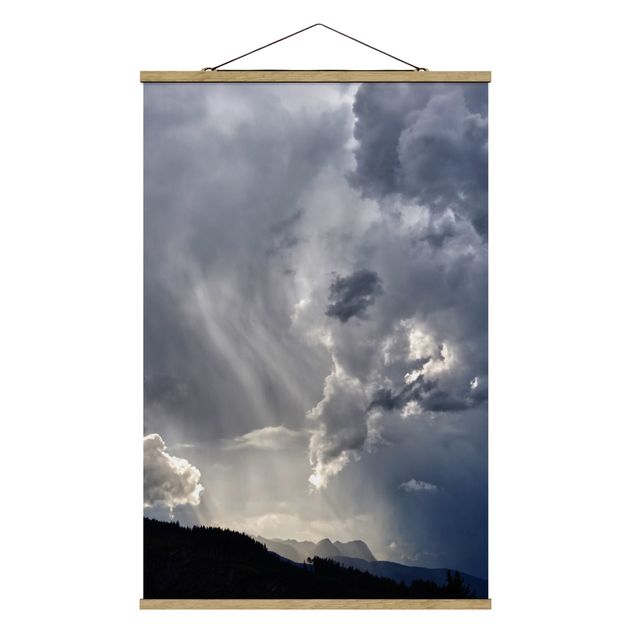 Stoffbild mit Posterleisten - Wilde Wolken - Hochformat 2:3