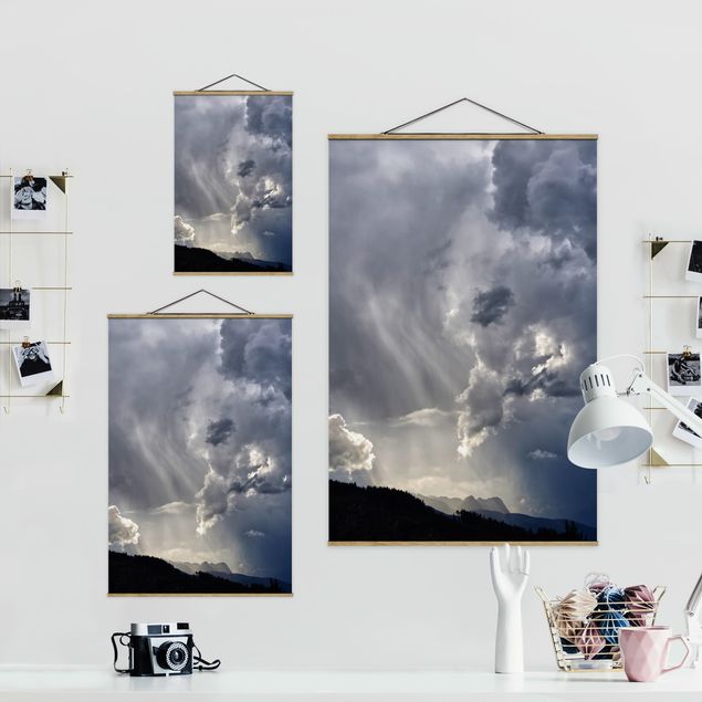 Stoffbild mit Posterleisten - Wilde Wolken - Hochformat 2:3