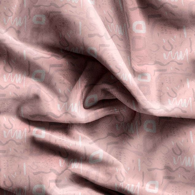 Vorhänge mit Muster Wildes Retro Muster - Blasses Pink
