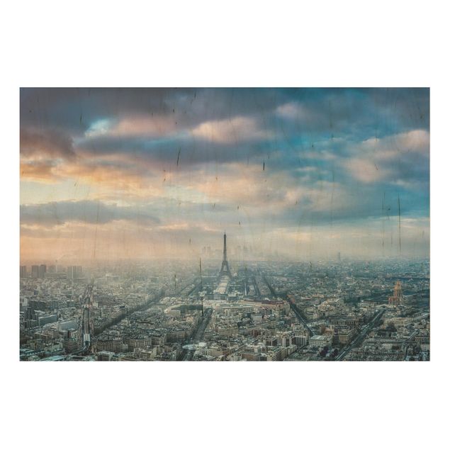 Holzbild Skyline Winter in Paris