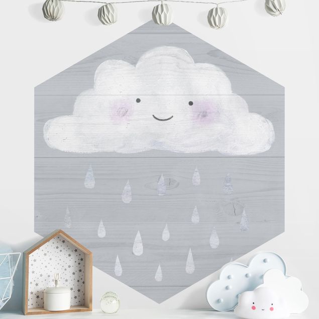 Fototapete modern Wolke mit silbernen Regentropfen