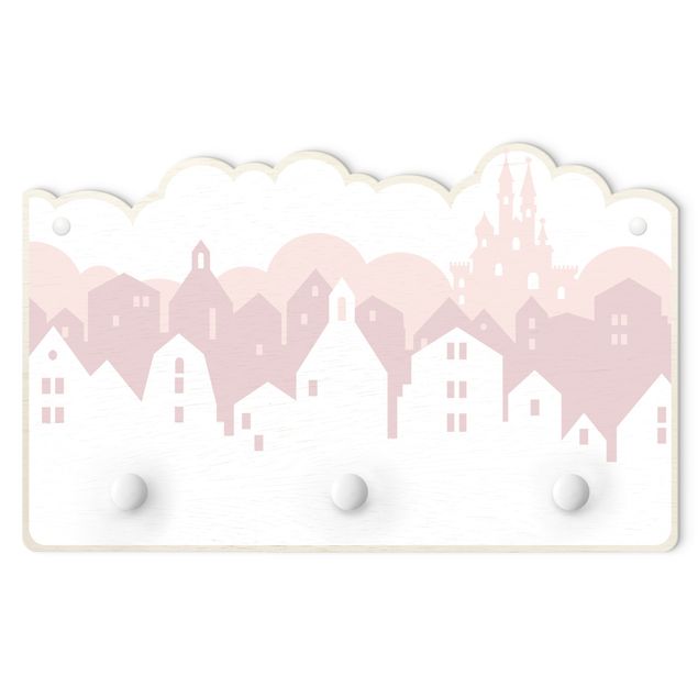 Garderobenpaneel Wolkenschloss in rosa