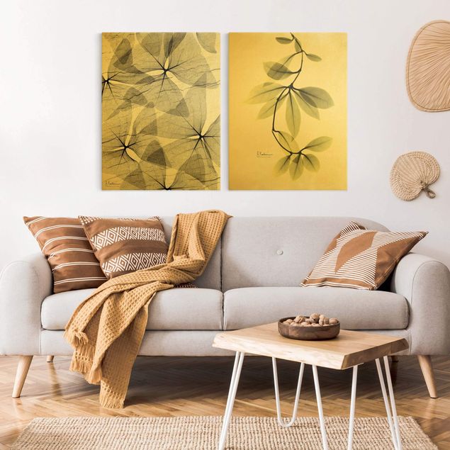 Wandbilder Wohnzimmer modern X-Ray - Dreiecksklee und Porzellanblumenblätter