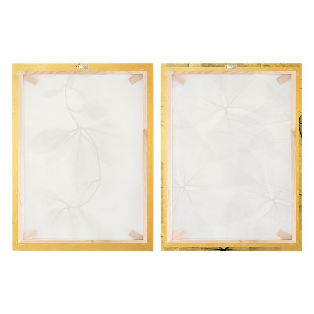 Leinwandbild 2-teilig - X-Ray - Dreiecksklee und Porzellanblumenblätter