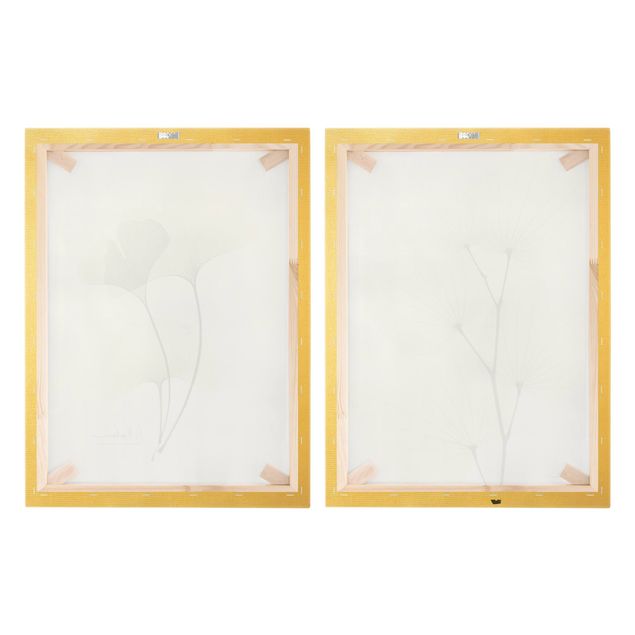 Leinwandbild 2-teilig - X-Ray - Orchideenbaumblätter & Ginko
